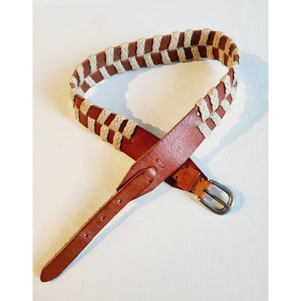 Linea Pelle Tan Brown Rope Braided Leather Belt Size M Unique
